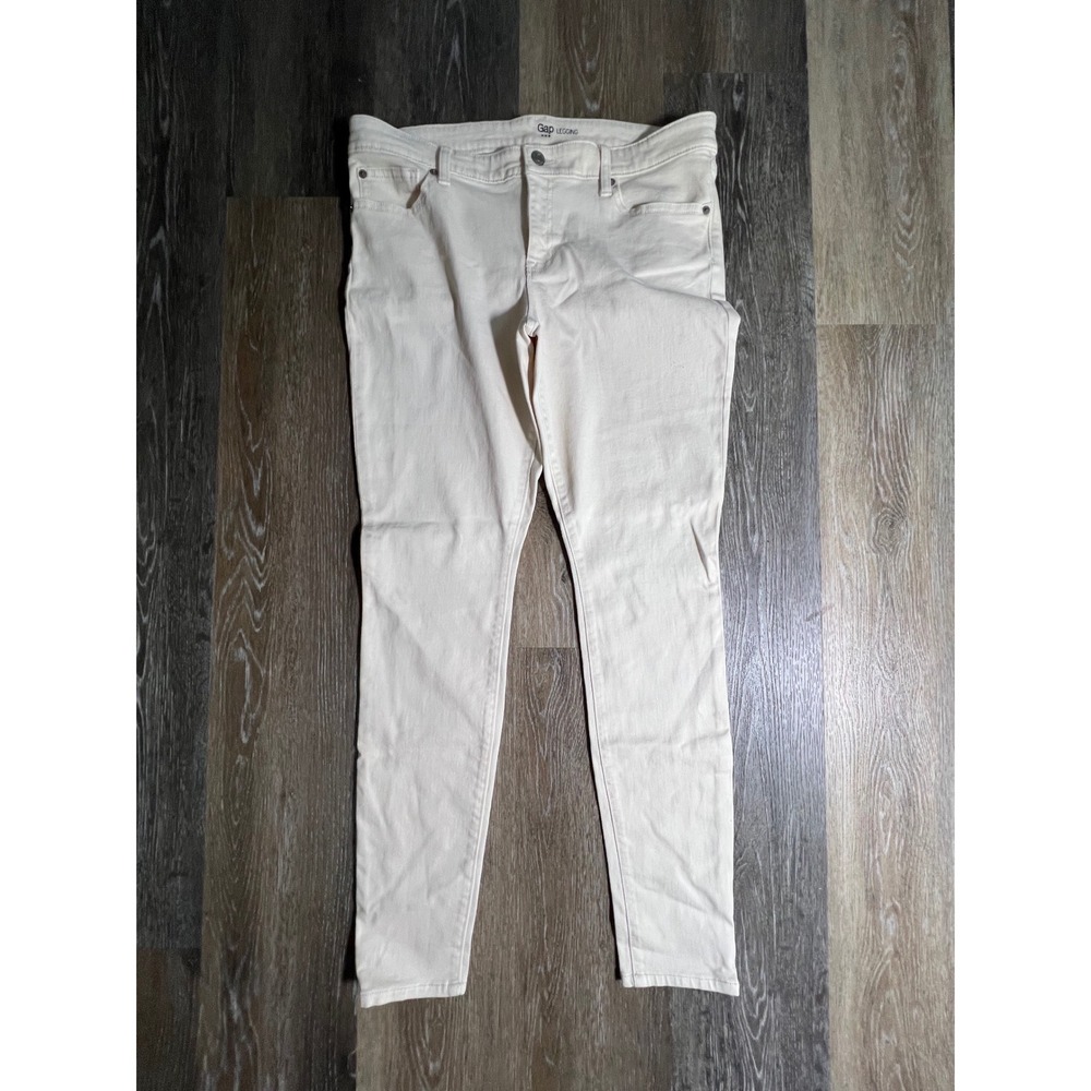 Gap Legging Jeans Womens 12R Cream Off White Skinny Mid Rise Stretch Denim